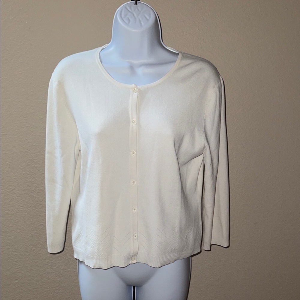 Vintage Michelle Antonelli Classic Cream Button-Up Cardigan Women’s Size L